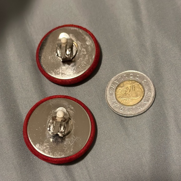 Vintage 80s velvet ear clips - Picture 3 of 3